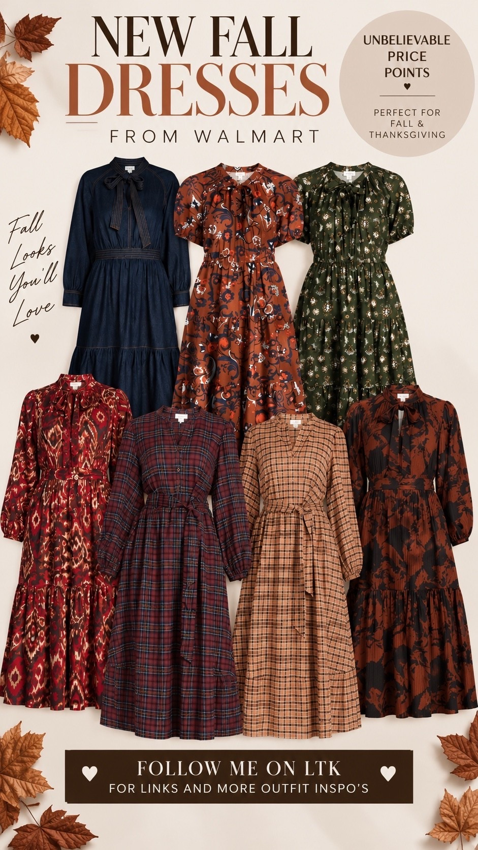 Walmart is making a very convincing case for getting dressed up this fall! 🍂 Rich autumn colors, beautiful prints, feminine silhouettes, and those little details that make a dress feel so much more expensive than it is.

From casual fall afternoons to Thanksgiving dinner, these are the dresses you’ll find an excuse to wear again and again. And the price points? You might want to take a second look at those tags!

Shop my favorites on LTK and follow along for more affordable, elevated outfit inspiration.