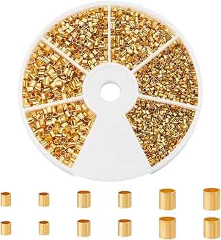 PH PandaHall 3000 Pcs 3 Sizes Brass Tube Crimp Beads Cord End Caps Diameter 1.5mm 2mm 2.5mm for B... | Amazon (US)
