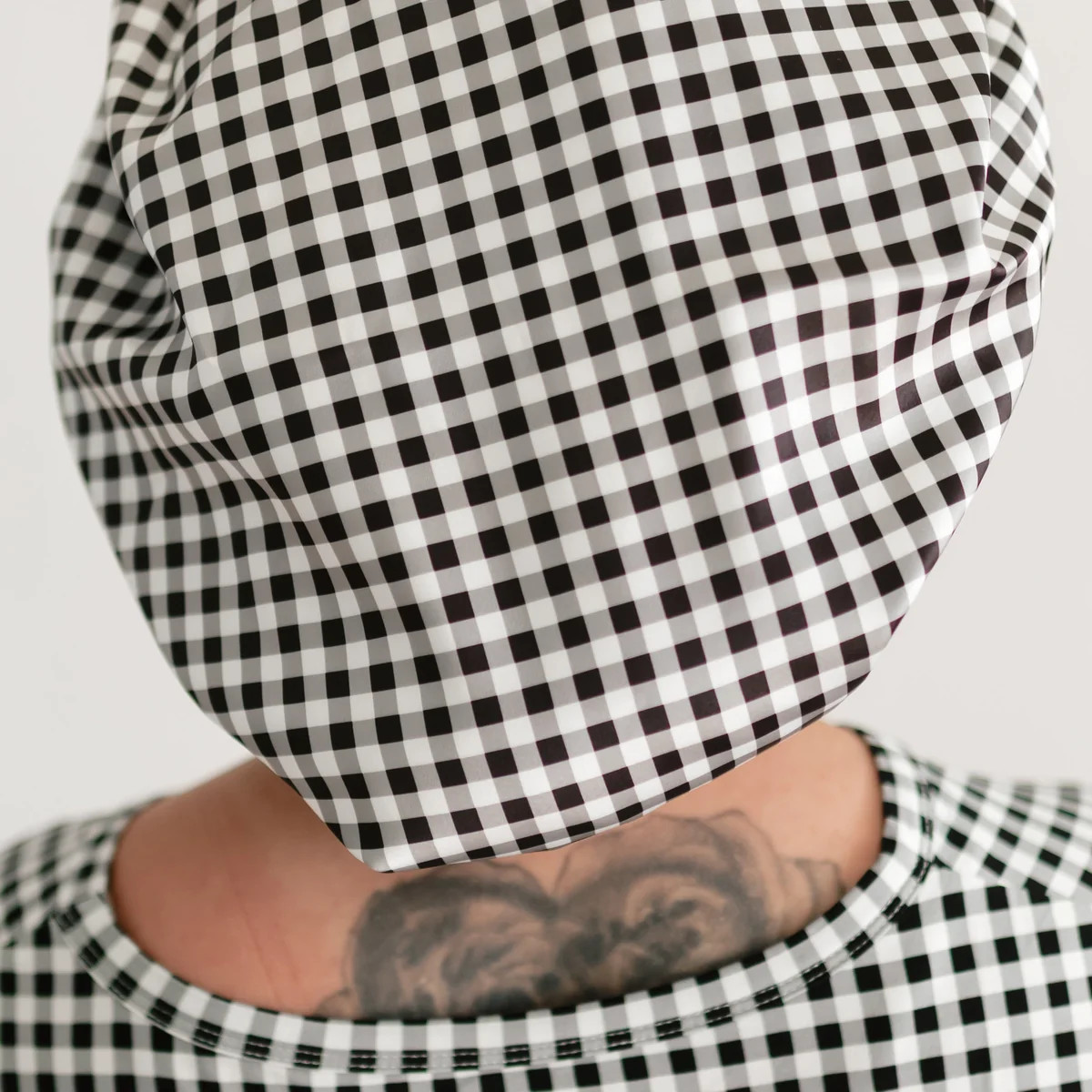 Adult Satin Bonnet in Black Gingham | Silks Design