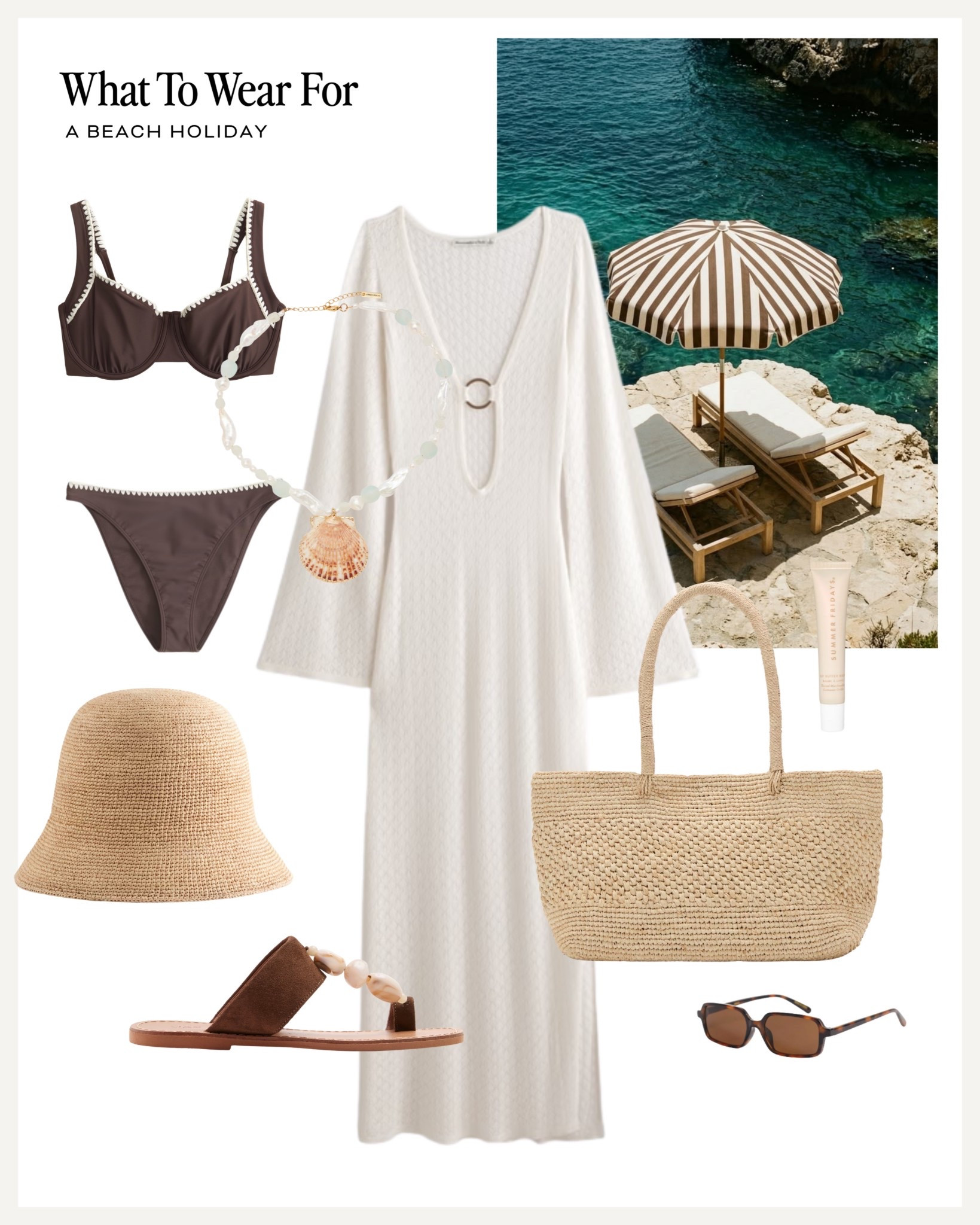 A beach holiday ☀️ 

Swimwear, beach cover up, holiday outfit, straw hat, brown bikini 

#LTKsummer #LTKswimwear