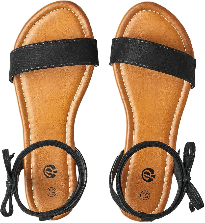 Rekayla Women's Sandals Open Toe Tie Up Ankle Wrap Flat Sandals for Women Comfortable Casual Dres... | Amazon (US)