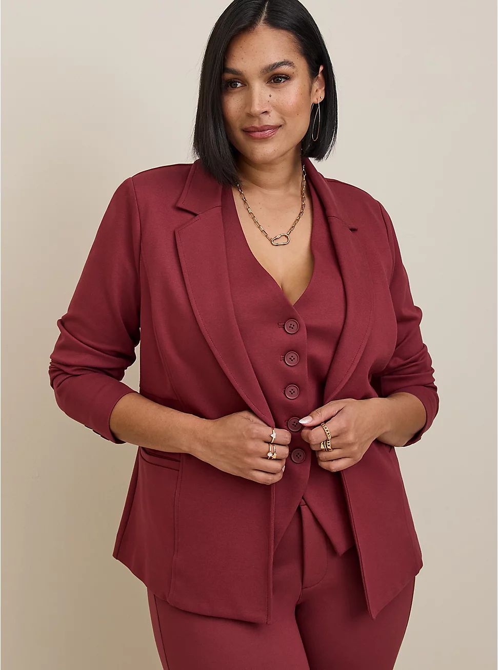 Studio Luxe Ponte Tailored Fit Blazer | Torrid (US & Canada)