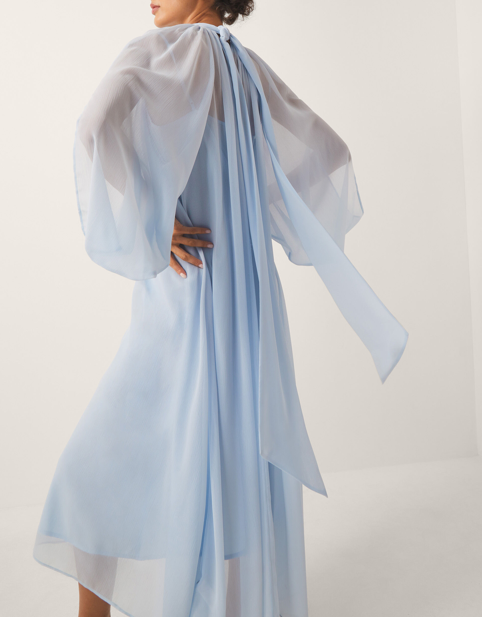 Amelie Cape Sleeve Chiffon Maxi Dress Blue | Monsoon (UK)
