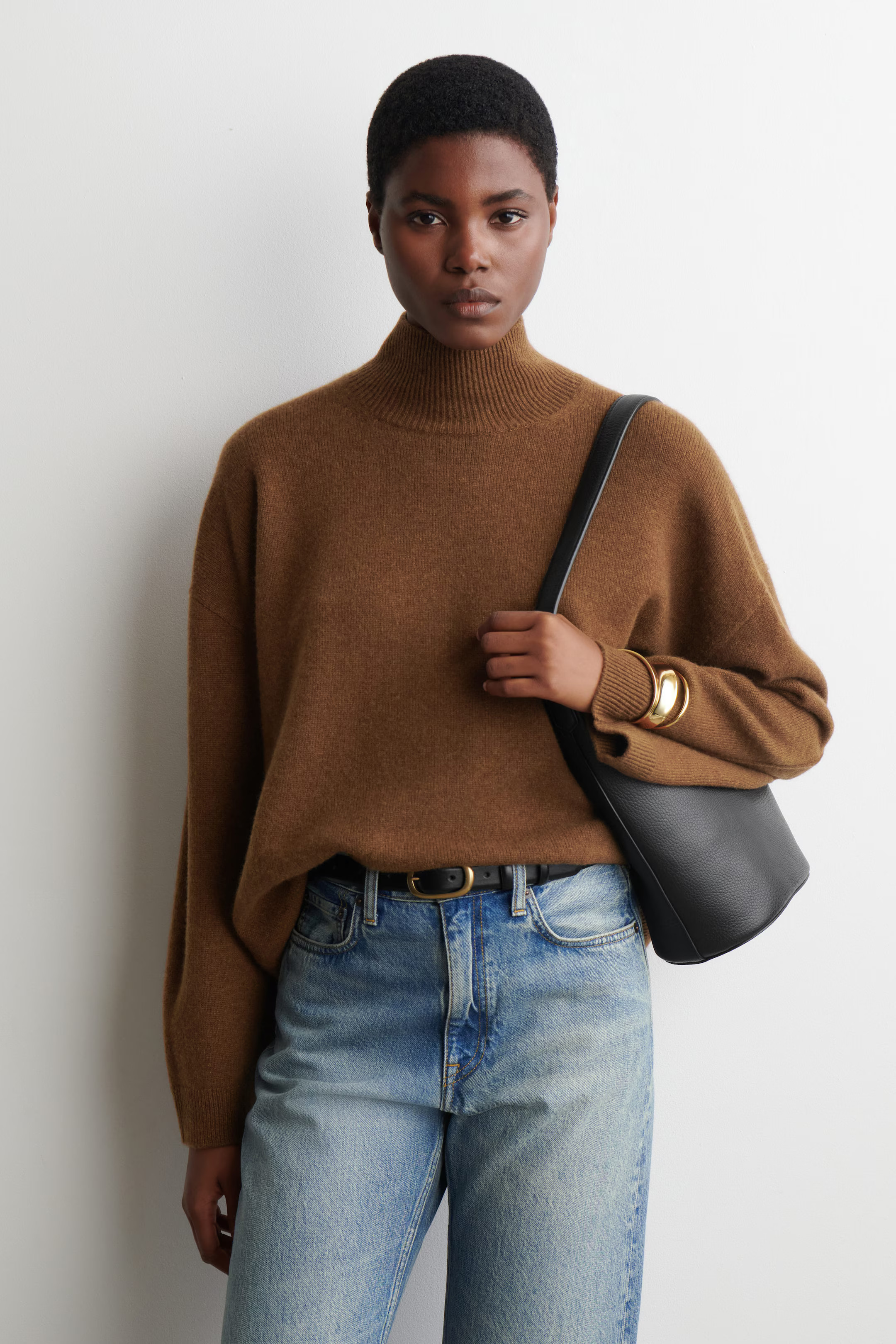 CASHMERE FUNNEL-NECK SWEATER - BROWN MÉLANGE | COS US | COS (US)