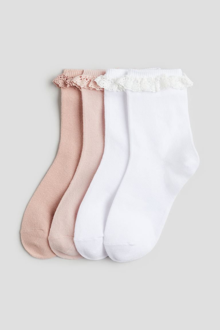 4-pack socks - Dusty pink/Light pink/White - Kids | H&M GB | H&M (UK, MY, IN, SG, PH, TW, HK)