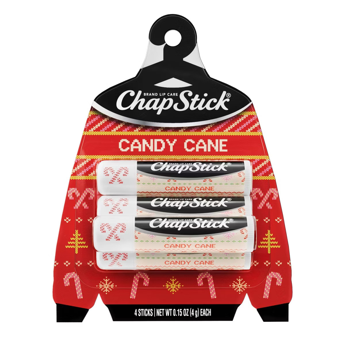 Chapstick Holiday Ugly Sweater Lip Balm - Candy Cane - 0.15oz/4ct | Target