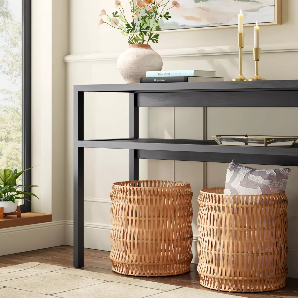 Small Vertical Natural Weave Basket - Threshold™ | Target