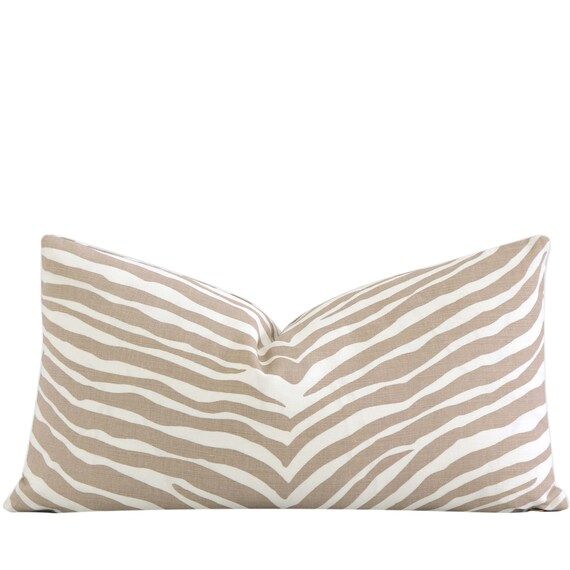Beige and White Zebra Print Decorative Linen Cushion Sham with | Etsy | Etsy (US)
