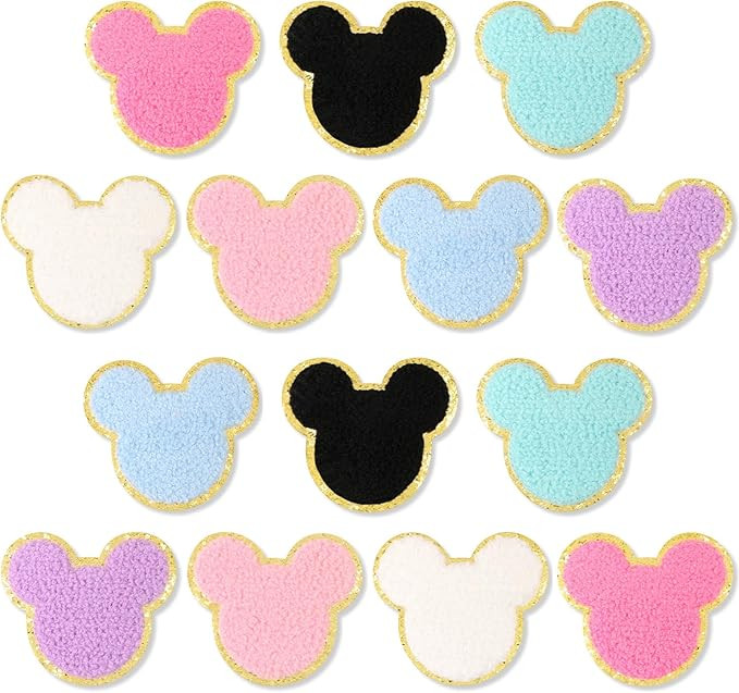 14 Pcs Chenille Mouse Patches, EVERMARKET Iron on Mouse Head Patches Cute Chenille Embroidered Ap... | Amazon (US)