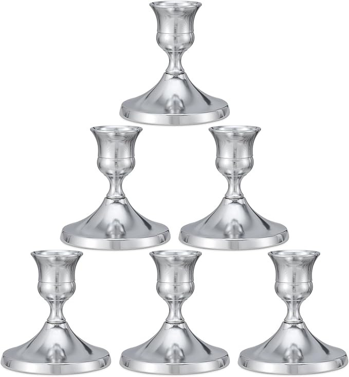 Candlestick Holders Taper Candle Holders, 6PCS Silver Candle Holder Set for Table Centerpiece, Vi... | Amazon (US)