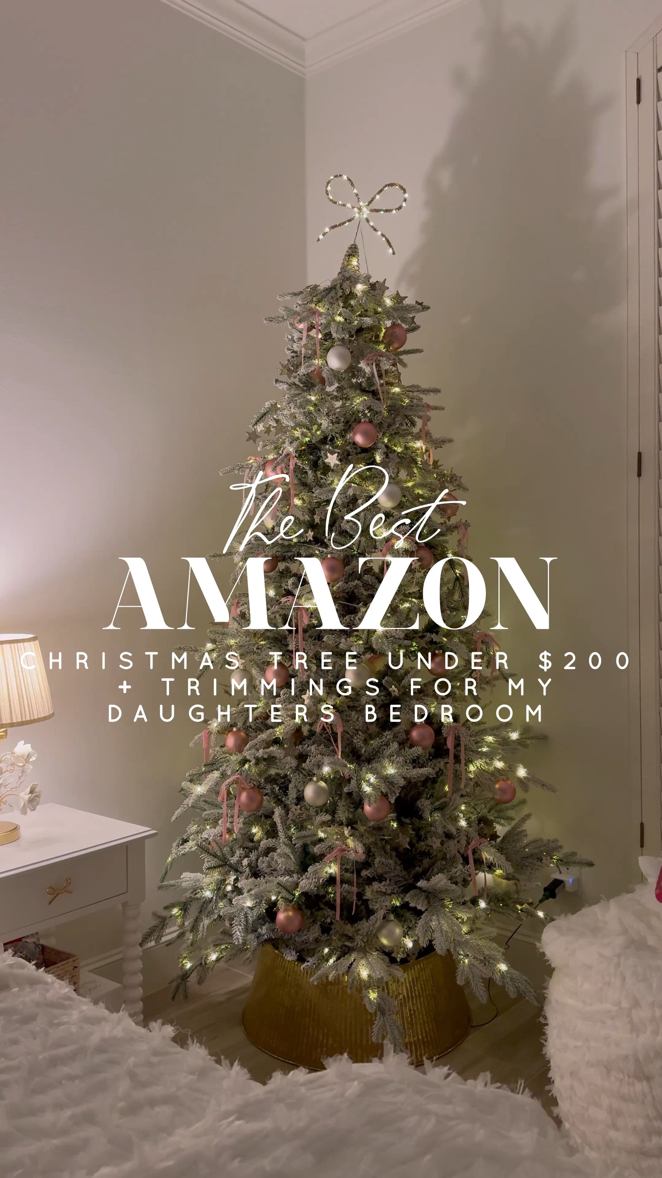I wanted a slim tree for my daughter’s bedroom and this one from Amazon is better than I ever expected.  It has a light flock and is prelit with warm white and colored lights.  I got the 7.5’ and added bows and star garland from Amazon.  Bulbs & Topper are @michaelsstores.  

#LTKWatchNow #LTKHome #LTKHoliday