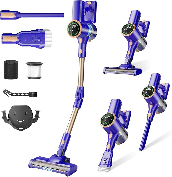 Cordless Vacuum Cleaner, 180° Bendable Wand Stick Vacuum Cleaners with Touch Screen, 8-in-1 Vacu... | Amazon (US)