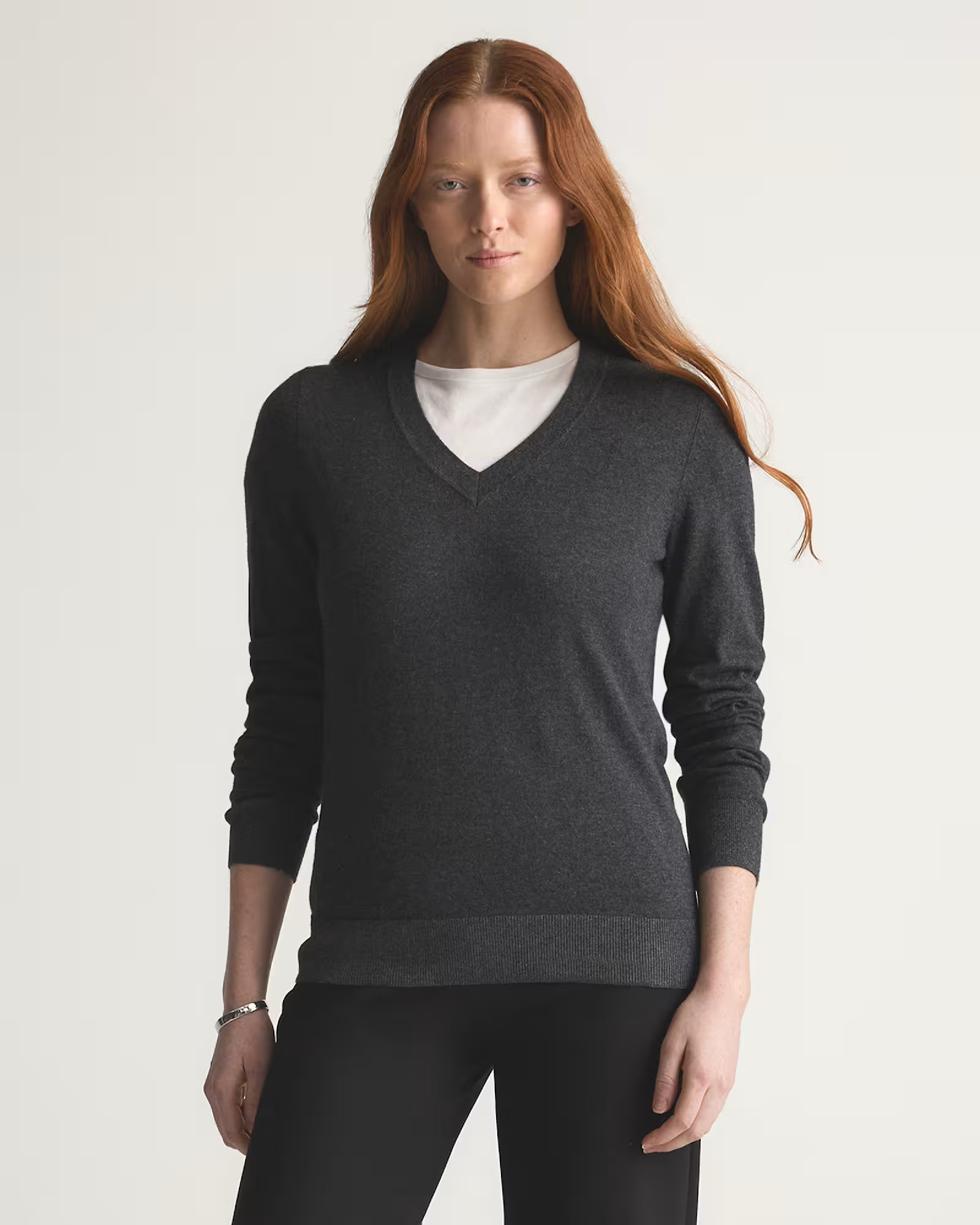 Lightweight Cotton Cashmere V-Neck Sweater | Quince