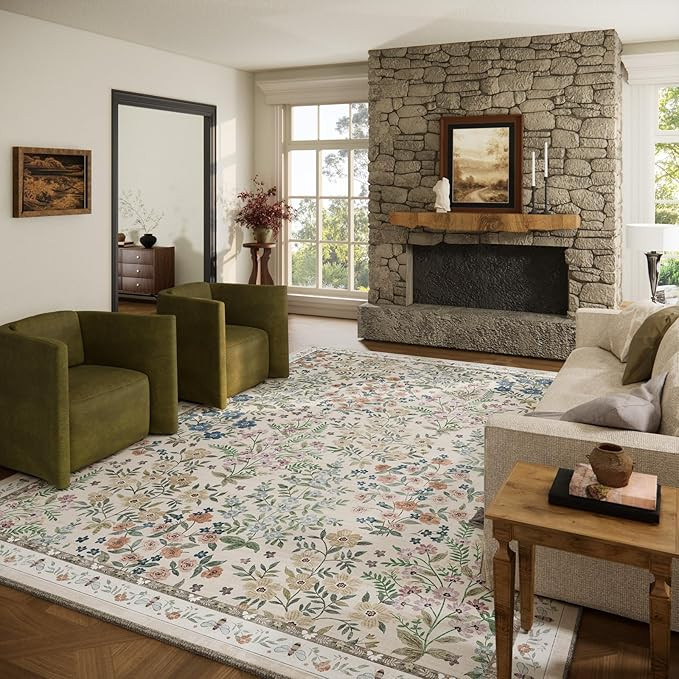 Washable Area Rug for Living Room: 9x12 Area Rugs for Bedroom Vintage Stain Resistant Non Slip Lo... | Amazon (US)