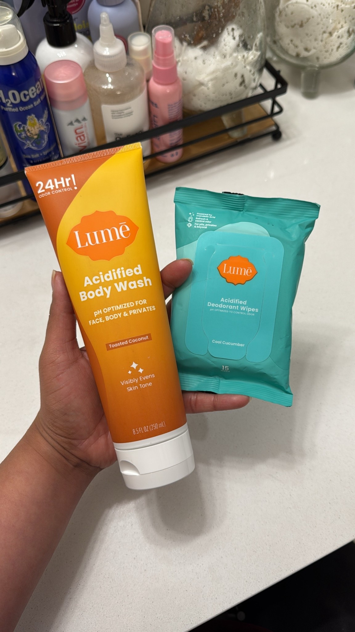 Loving these Lume products lately! Body wash, wipes, and deodorant… all safe for private area as well. 