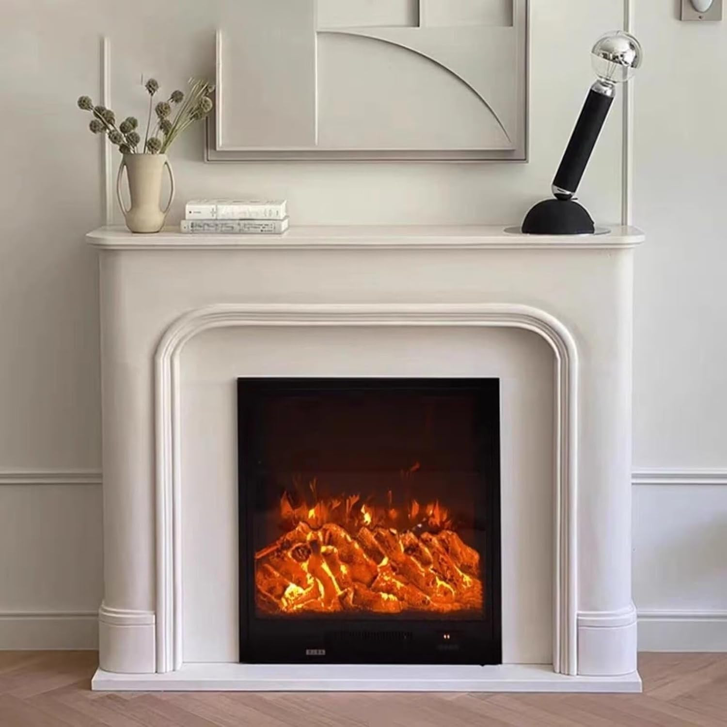 Electric Fireplace - Freestanding Electric Fireplace with Mantel Includes Curved French Style, Tall Cabinet with Decorative Real Flame & Display Space for Living Room (47IN) | Amazon (US)