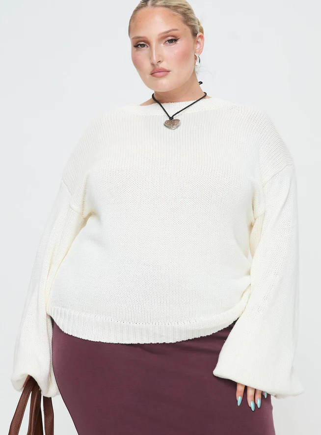 Harmony Knit Sweater White Curve | Princess Polly AU