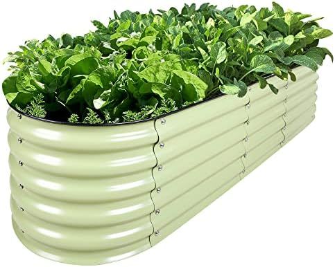 Olle Galvanized Raised Garden Bed Elevated Raised Garden Bed Metal 17" Tall 12-in-1 Grow Herbs an... | Amazon (US)