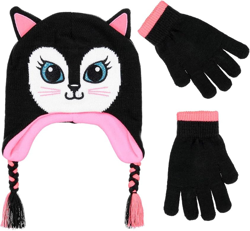 Girls Knitted Animal Beanie Winter Hat and Glove Set [4015] | Amazon (US)