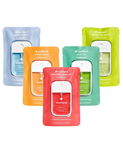 Touchland Hydrating Hand Sanitizer Spray, FRESH 5 Set (Mint, Citrus, Lemon Lime, Aloe, Watermelon), 1 FL. OZ. Travel Size Power Mist Sprays (Set of 5) | Amazon (US)