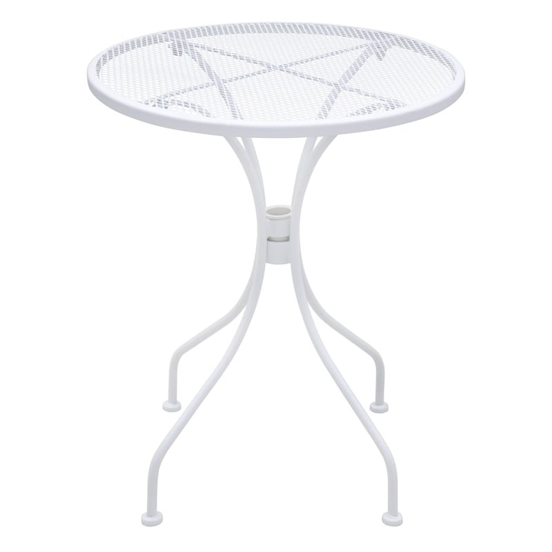White Steel Mesh Round Patio Bistro Table, 24" | At Home