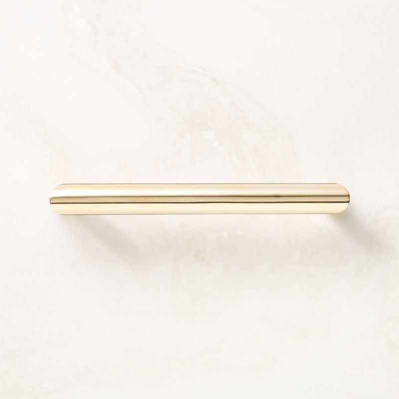 Curveaux Unlacquered Polished Brass Cabinet Handle 5'' + Reviews | CB2 | CB2