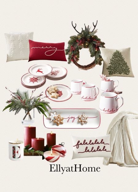 Pottery Barn holiday, Christmas decor. Kitchen accessories, holiday mugs, plates, serve ware, greenery, wreath holder, soft and cozy throw pillows and blankets, festive fragrant candles. Shop best sellers early. 

#LTKSeasonal #LTKhome #LTKHoliday