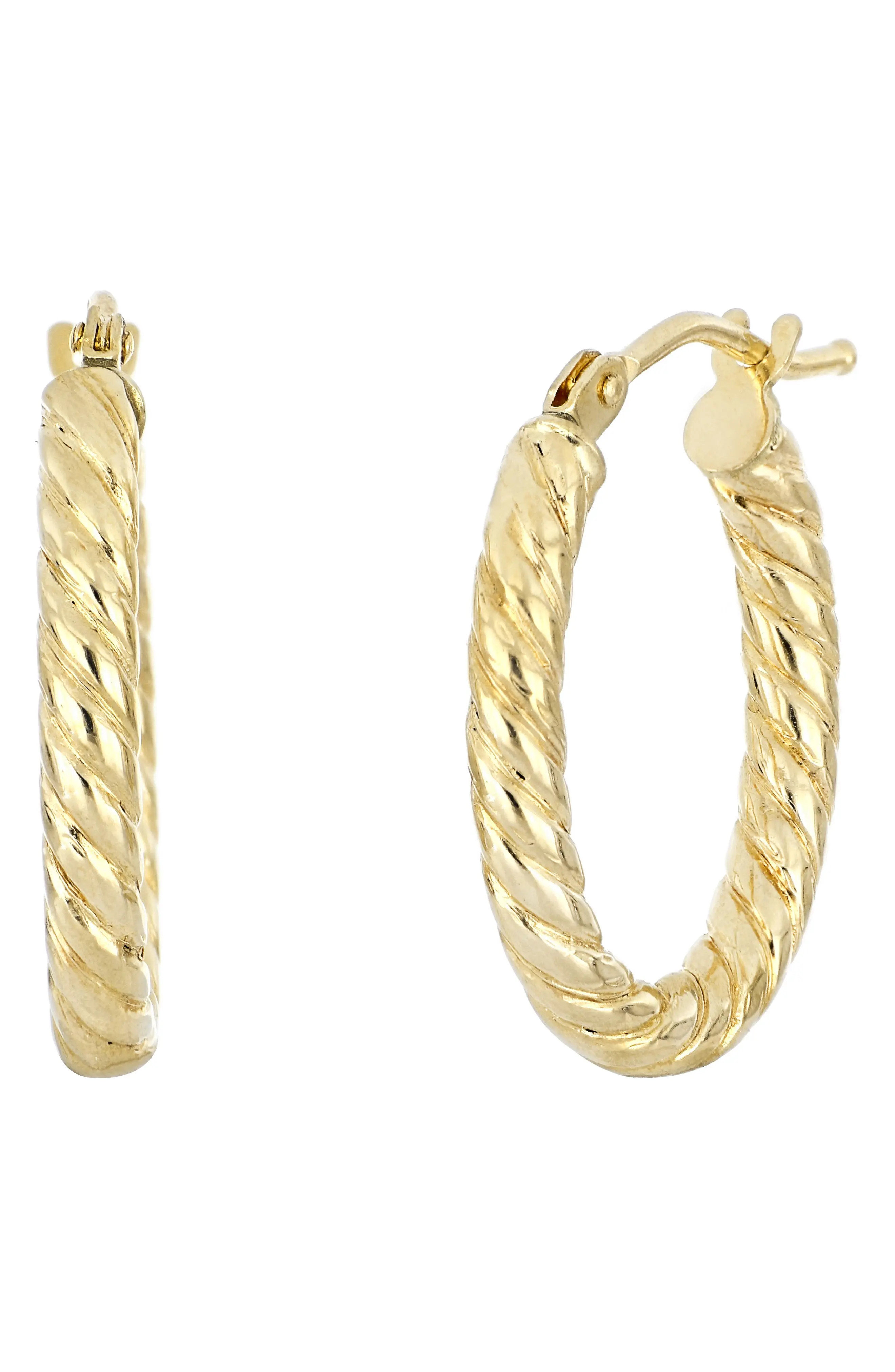 14K Gold 10mm Oval Rope Hoop Earrings (Women) | Nordstrom | Nordstrom