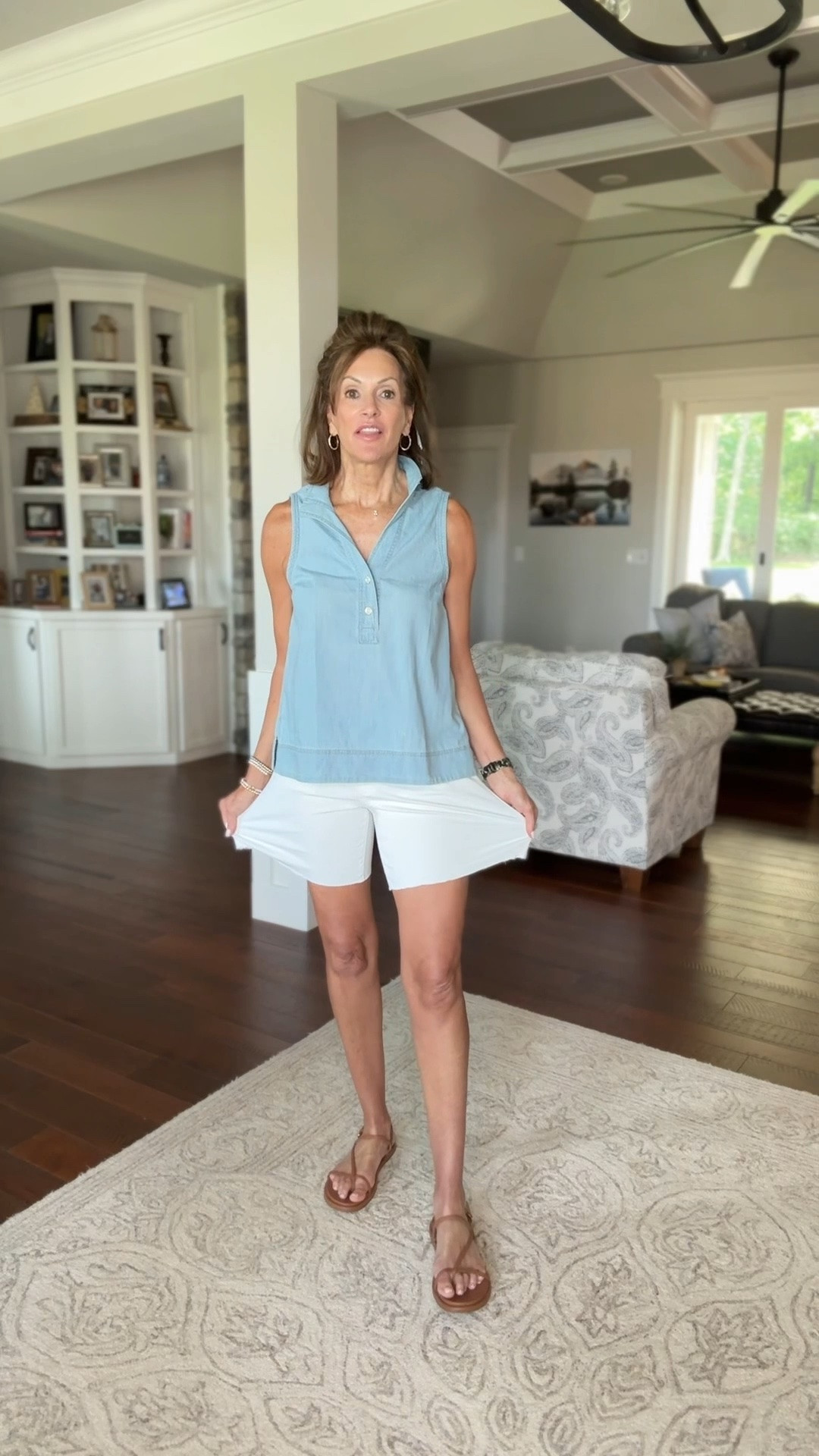 Chambray top - medium 
White raw hem denim shorts - size 6



Vacation style
Summer style

#LTKTall #LTKMidsize #LTKootd