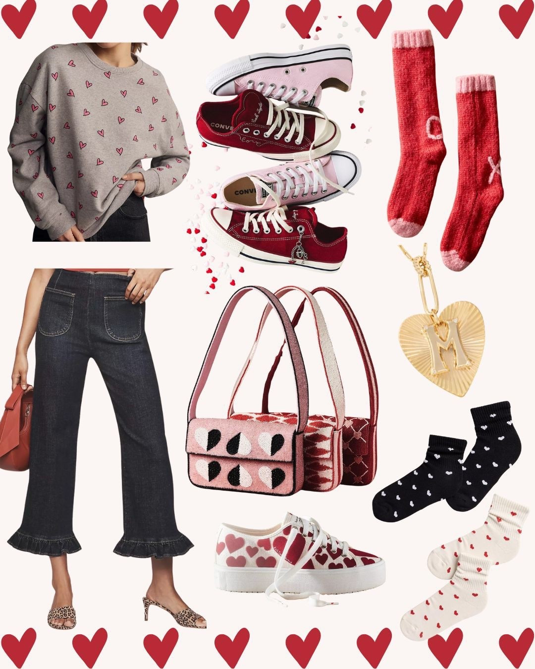 Fun and trendy Valentine’s outfits + must-have gift ideas you’ll love 🤍🎀 | Valentines Sweater | Heart Sweater | Valentines Top | Ruffle Jean | Valentine Purse | Pink and Red Sneakers | Satin Shoe Lace | Valentines Gift Ideas | Valentine Socks | Heart Socks | Heart Pendant Necklace | Heart Initial Necklace | Valentines Gift Guide | Anthro Finds | 

#LTKGiftGuide