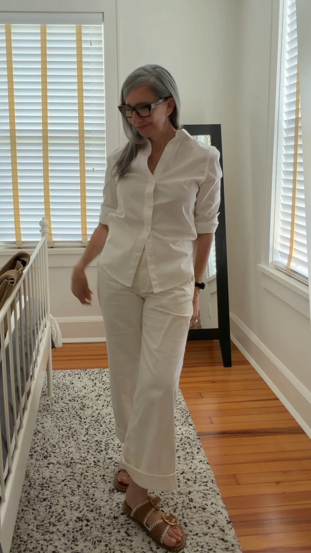 White poplin button front shirt, off-white wide leg pants, brown woven sandals, color block tote - tonal white summer outfit, playing shades within one color. Shirt linked. Pants are old JCrew, sandals are Boden (no longer available), bag is from a small SF maker - none linkable, similar
off-white wide legs easy to find right now. @jcrew @Boden (US)

#LTKgrwm #LTKootd #LTKOver40