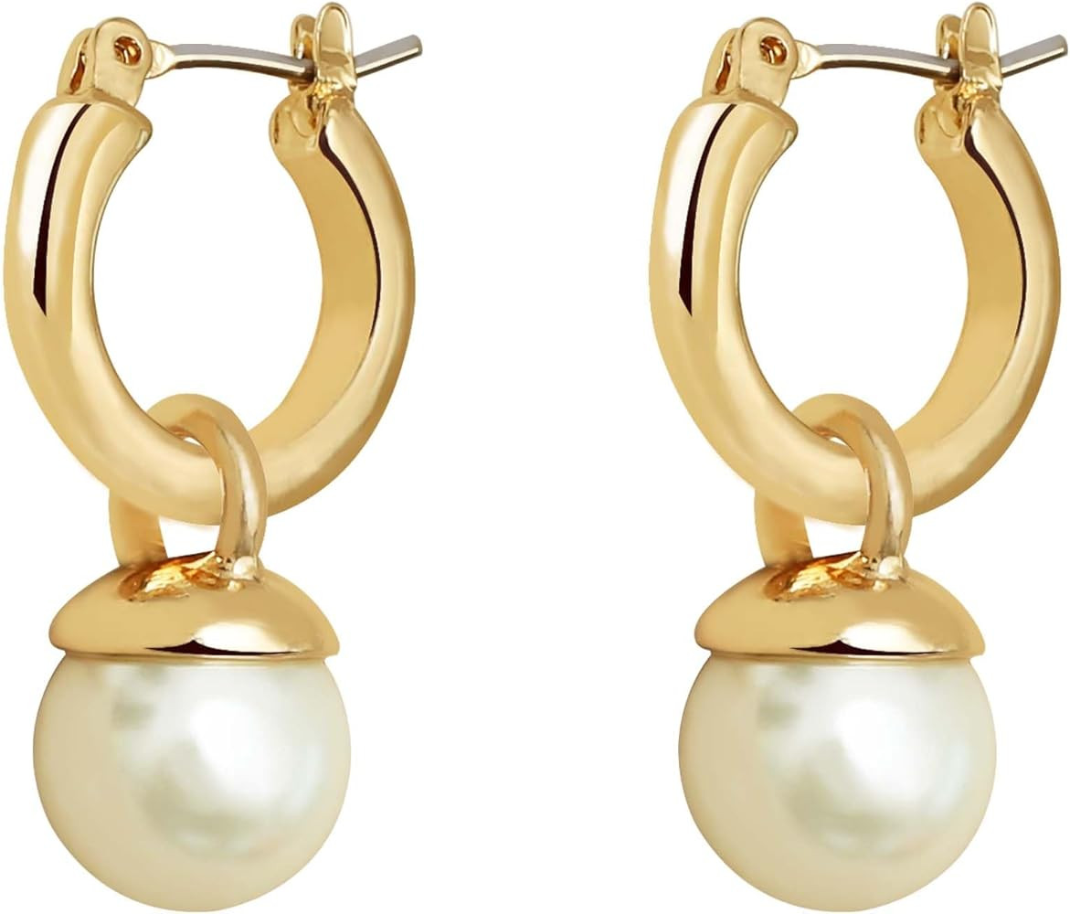 Small Chunky Gold Hoop Earrings For Women, 14k Gold Thick statement huggie hoop earrings Trendy H... | Amazon (US)