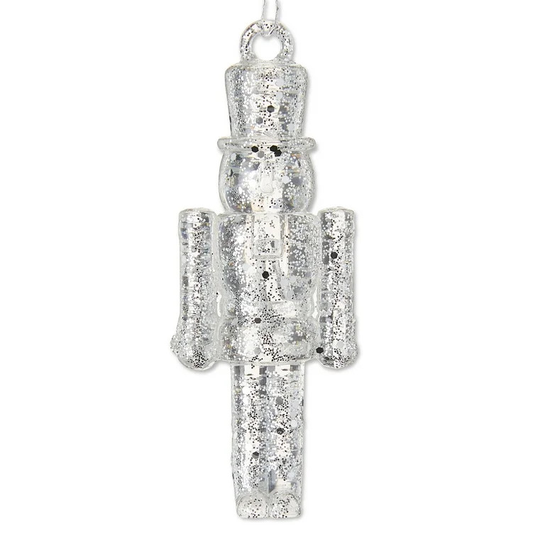 Gold and Silver Glitter Transparent Mini Nutcracker Christmas Ornaments, 4 Count, by Holiday Time | Walmart (US)