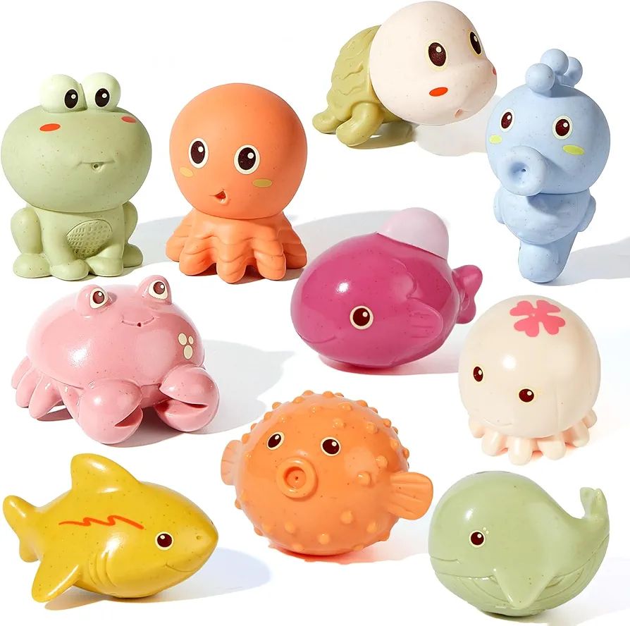 Bath Toys for Babies 6-12 Months, 10PCS Mold Free Squirt Bath Toys Ocean Animals Bathtub Float To... | Amazon (US)