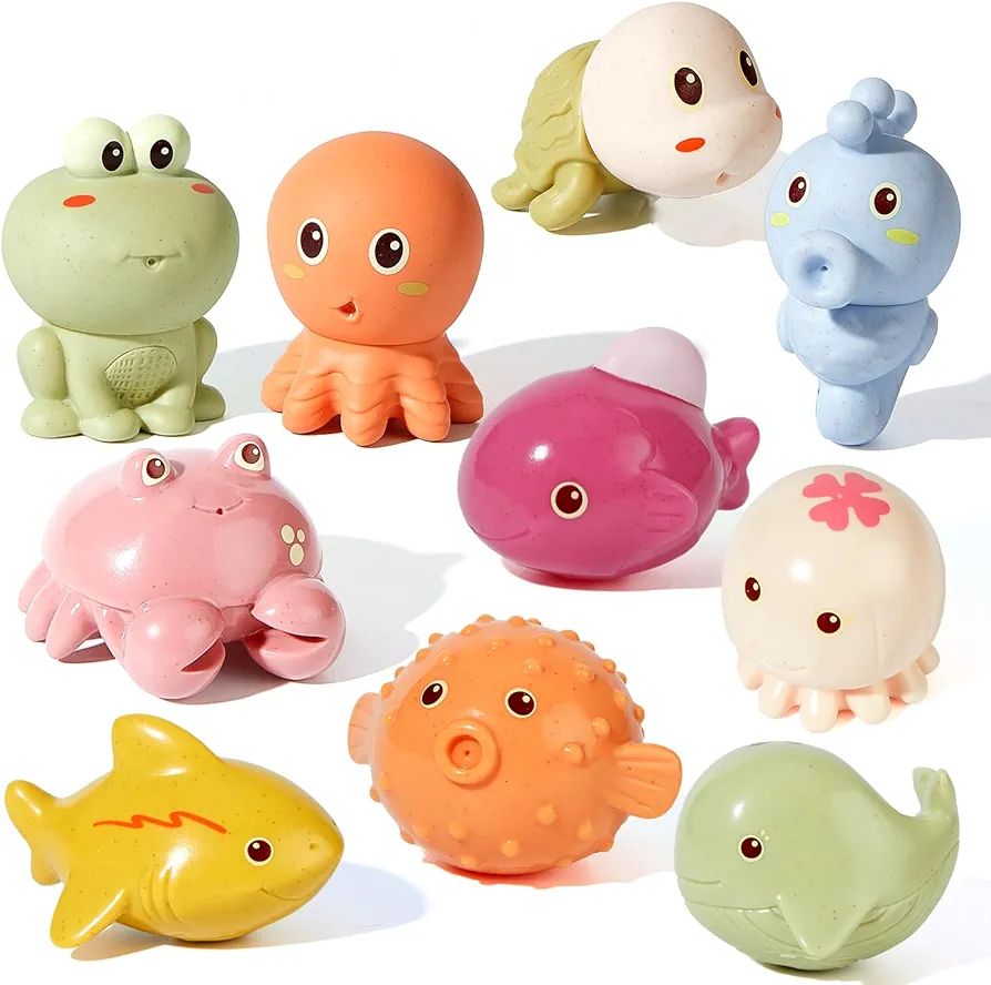 Bath Toys for Babies 6-12 Months, 10PCS Mold Free Squirt Bath Toys Ocean Animals Bathtub Float To... | Amazon (US)