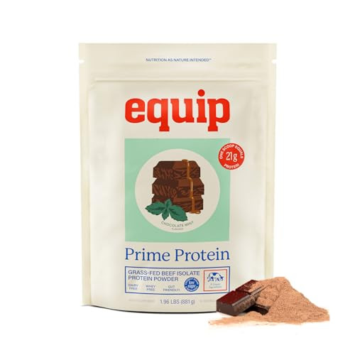 Equip Foods Prime Protein Powder | Clean, Grass Fed Beef Protein Powder for Women & Men | Carnivore Protein Isolate | Paleo, Keto Friendly | Gluten & Dairy Free | 30 Servings, Chocolate Mint | Amazon (US)