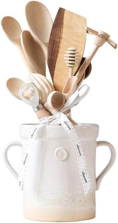 Favorite Things 2023: etúHOME Ceramic Crock with Set of Wooden Utensils, Kitchen Countertop Spoo... | Amazon (US)