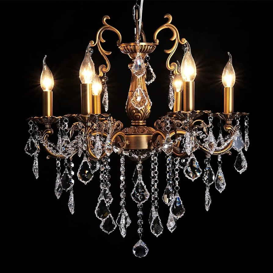 Crystal Chandeliers Contemporary Chandelier 6 Lights Island Lighting Candle Pendant Ceiling Light... | Amazon (US)