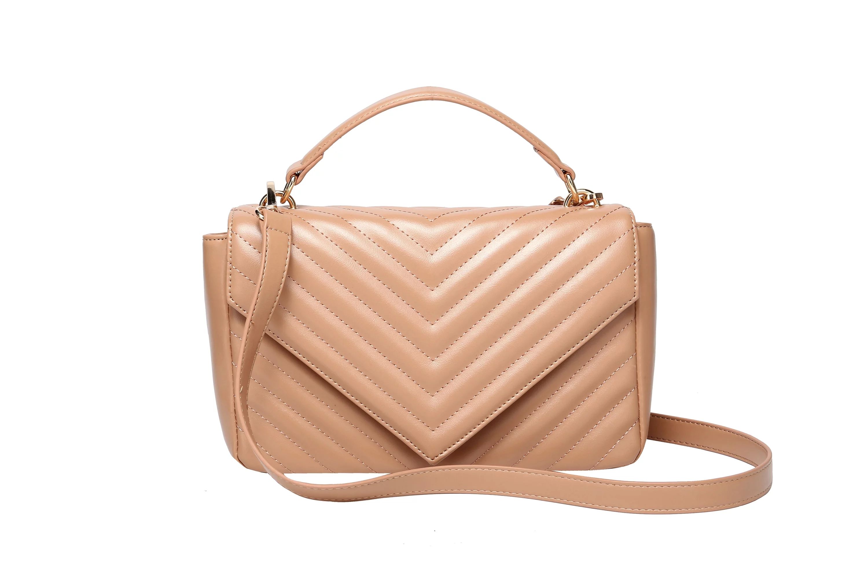 Daisy Rose Quilted Top handle Shoulder Cross body bag - PU Vegan Leather - Blush | Walmart (US)