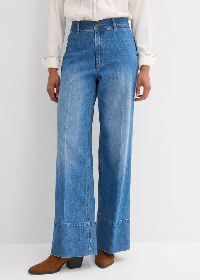 Wide leg jeans, high waist middenblauw denim used | Bonprix NL (Influencer)