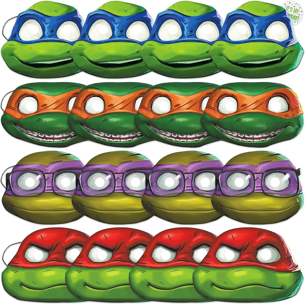 Unique Ninja Turtle Birthday Party Supplies - Party Masks (Pack of 16) and Sticker | Amazon (US)