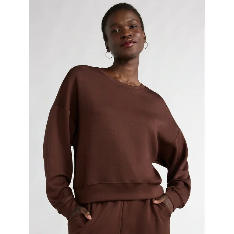 Scoop Women's Ultimate ScubaKnit Cropped Sweatshirt with Drop Sleeves, Size XS-XXL | Walmart (US)