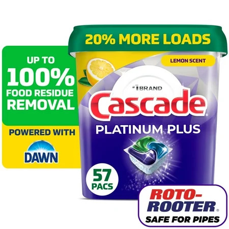 Cascade Platinum Plus Dishwasher Pods, Lemon, 57 Count | Walmart (US)