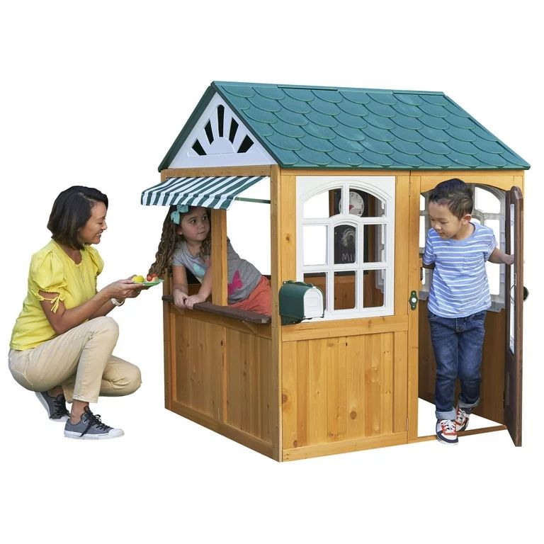 KidKraft Garden View Outdoor Wooden Playhouse with Ringing Doorbell, Mailbox & Chalkboard | Walmart (US)