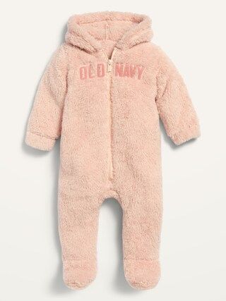 Unisex Logo-Graphic Sherpa Footed One-Piece for Baby | Old Navy (US)