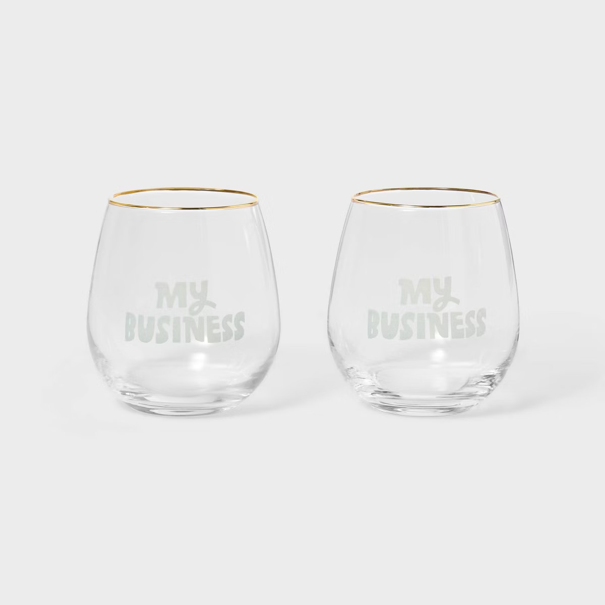 My Business 2pk Stemless Wine Glass Set with Gold Rim - Tabitha Brown for Target | Target