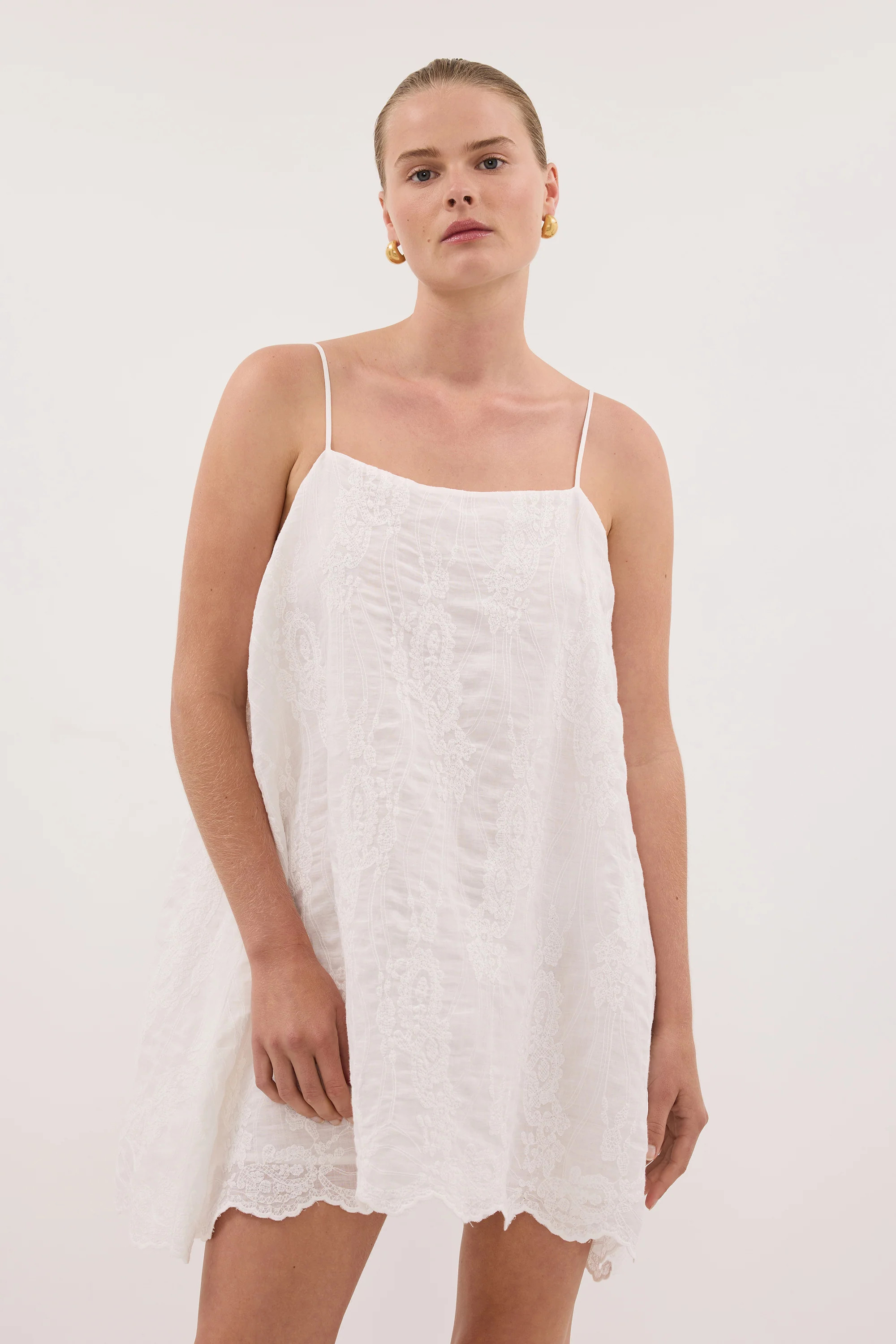 CORDELIA WHITE RAMIE MINI DRESS | DISSH