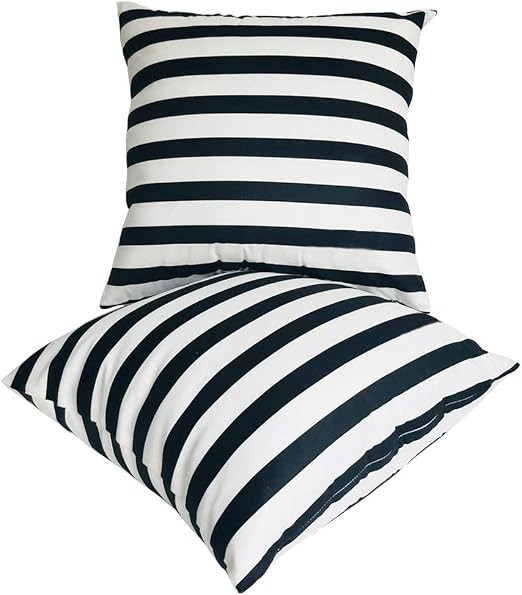 U-LOVE 2Pack Black&White Striped Pillow Covers Morden Simple Life Throw Pillowcases Home Decorati... | Amazon (US)