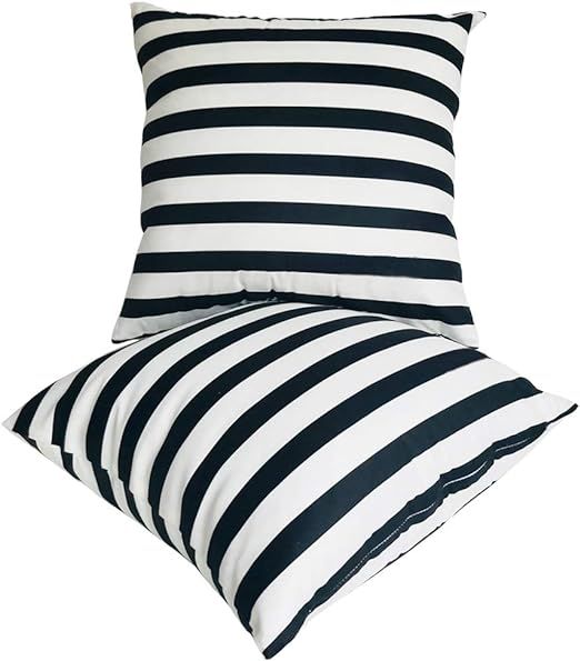 U-LOVE 2Pack Black&White Striped Pillow Covers Morden Simple Life Throw Pillowcases Home Decorati... | Amazon (US)