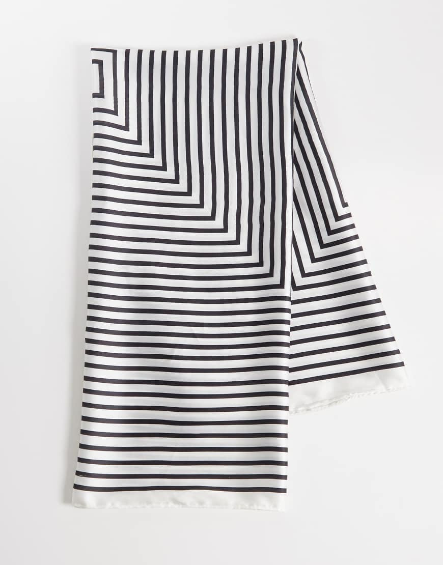 Kaiia exclusive satin scarf in cream and black stripe | ASOS (Global)